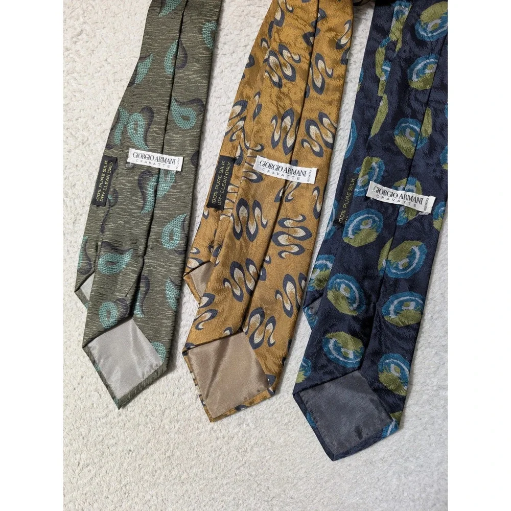 3‎ Pack! Giorgio Armani Ties Mens OS Multicolor Silk Abstract Paisley Italy
